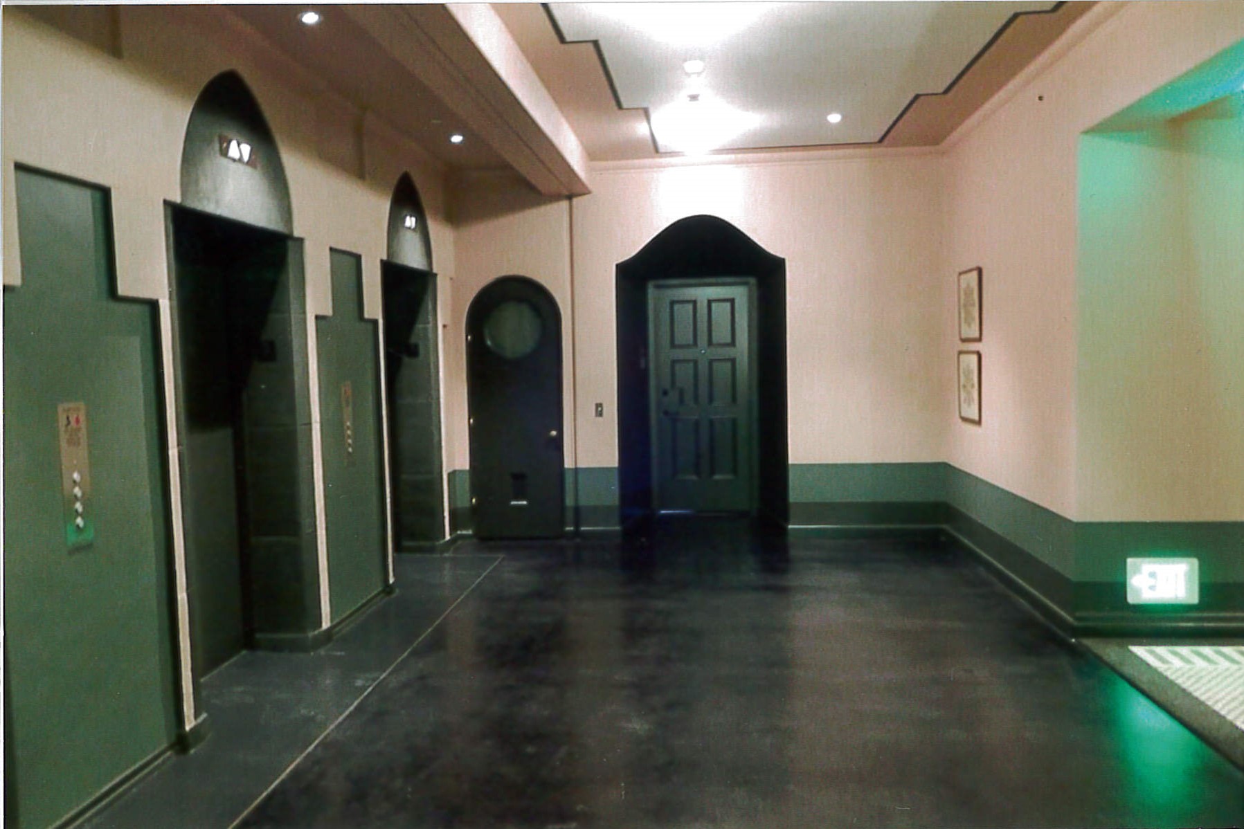 Renovated 5th floor elevator lobby, removed drop ceiling 